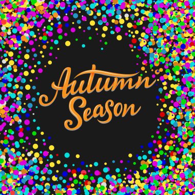 Autumn Season harfleri. El yapımı kompozisyon. Kartlar, baskılar, afişler, posterler ve daha fazlası için tasarım öğeleri. Vektör illüstrasyonu