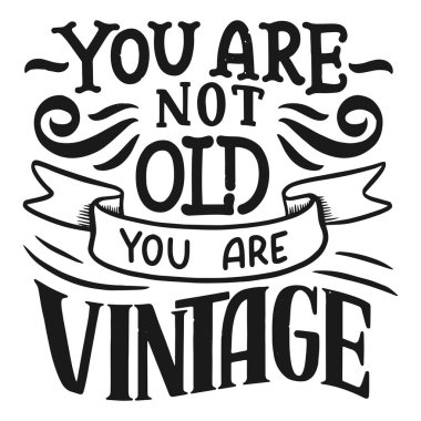 Eski usul doğum günü harfleri. Yıldönümü davetiyesi. Kutlama tasarımı için klasik davetiye şablonu. Vektör Komik alıntı