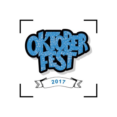 Oktoberfest logotinin vektör çizimi. Oktoberfest 'in dokulu arka plan tasarımı. Oktoberfest 'in tipografisi kutlu olsun. Elle çizilmiş Oktoberfest ikonu. Bira festivali rozeti