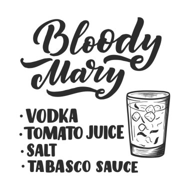 Kokteyl tarifinin harfleri. Kart afişi için şablon ve bar menüsü ve restoran için poster. Vektör illüstrasyonu