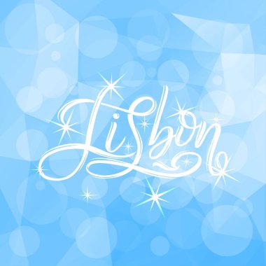 El yazısıyla yazılmış şehir ismi. El yazısı kaligrafi. Lizbon. El yapımı Harf, vektör çizimi