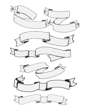 Vintage Banners Set - Klasik kurdeleler. Her nesne kolay düzenleme için gruplandırılır. Vektör