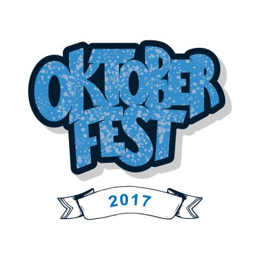 Oktoberfest logotinin vektör çizimi. Oktoberfest 'in dokulu arka plan tasarımı. Oktoberfest 'in tipografisi kutlu olsun. Elle çizilmiş Oktoberfest ikonu. Bira festivali rozeti