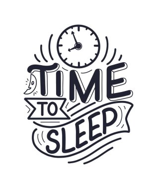 Uyku ve iyi geceler sloganı. Grafikler, baskılar, posterler, kartlar, çıkartmalar ve diğer yaratıcı kullanımlar için vektör illüstrasyon tasarımı