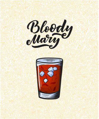 Bardaklı kokteylin adı. Kart afişi için şablon ve bar menüsü ve restoran için poster. Vektör illüstrasyonu