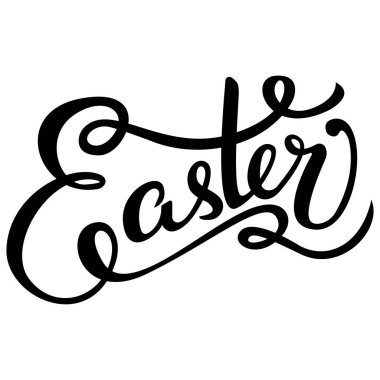 Beyaz arkaplana Paskalya tebrik kartı çizilmiş. Mutlu Paskalya el yazmaları. El yazısı vektör illüstrasyonu