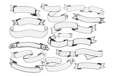 Vintage Banners Set - Klasik kurdeleler. Her nesne kolay düzenleme için gruplandırılır. Vektör