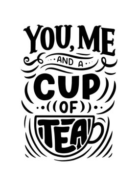 Kafe, kafe ya da parmak izi eşkali içeren kompozisyon. El yapımı klasik tipografi tabiri, alıntı yapıyorum. Poster Vektörü