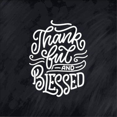 Şükran Günü için el yazması harfler. Tipografik tasarım. Tebrik kartı, poster ya da baskı şablonu. Sonbahar konsepti. Vektör İllüstrasyonu