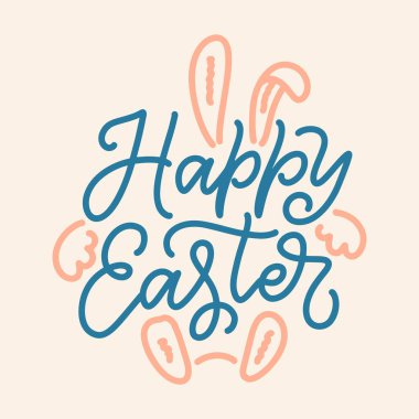 El ilanı tasarımı için el yazısı harfleri - Mutlu Paskalyalar. Soyut vektör çizimi. Şablon afişi, poster, tebrik kartı.