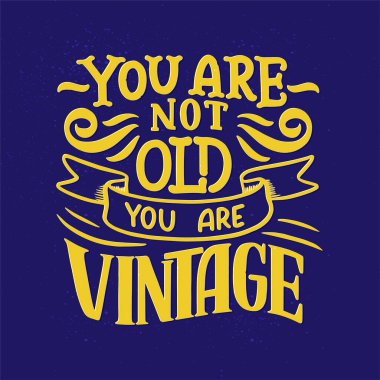 Eski usul doğum günü harfleri. Yıldönümü davetiyesi. Kutlama tasarımı için klasik davetiye şablonu. Vektör Komik alıntı