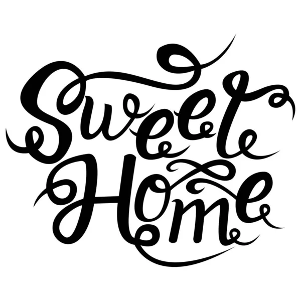 Home Sweet Home Card Hand Drawn Lettering Modern Calligraphy Ink — Stock Vector