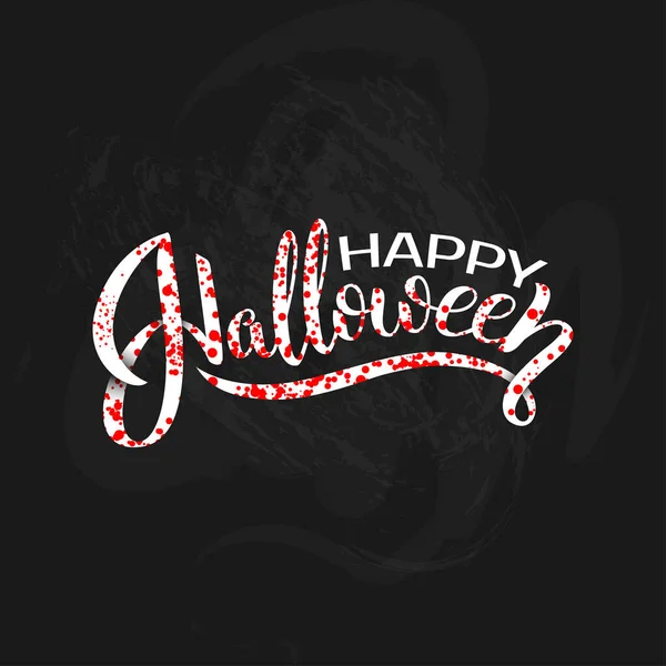 Feliz Vetor Halloween Caligrafia Férias Com Aranha Web Para Banner — Vetor de Stock