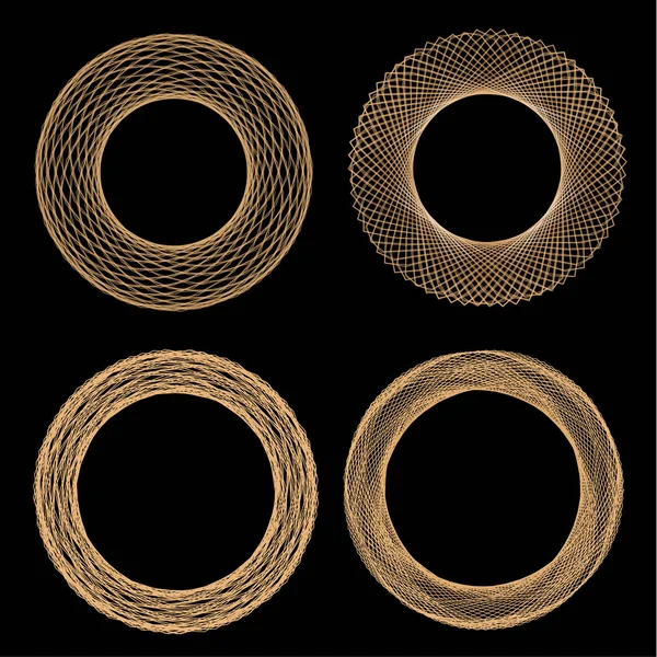 Uppsättning Mandalas Dekorationen Ett Cirkulärt Geometriskt Mönster Spirogram Orientaliskt Mönster — Stock vektor