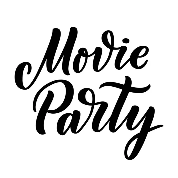 Film Party Lettrage Style Calligraphie Sur Fond Blanc Illustration Graphique — Image vectorielle