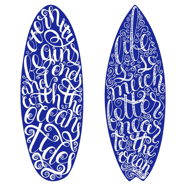 Surfing Graphics Poster Para Diseño Web Impresión Surfista Letras Estilo — Vector de stock