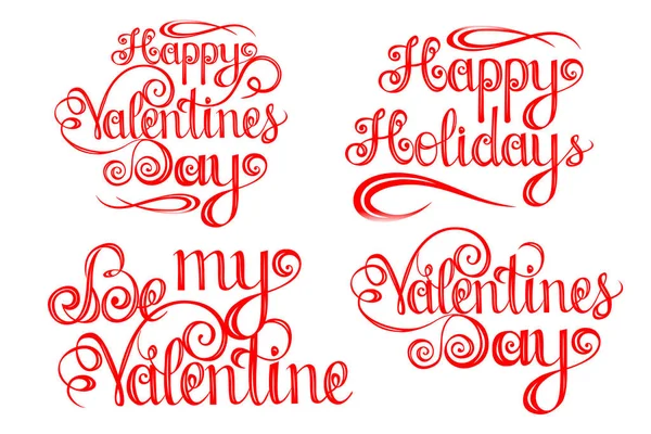 Набор Писем День Святого Валентина Элементы Дизайна Открыток Гравюр Многое — стоковый вектор