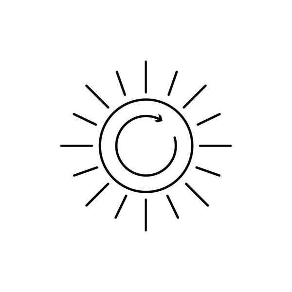 线条艺术图标 生态和太阳 自然和天气的标志 太阳符号 黑色扁平图标 经典的设计 — 图库矢量图片