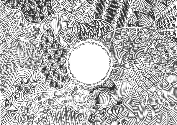 Sketchy vektör el çizimleri, zen arapsaçı, zen sanat desenleri, nesneler ve semboller
