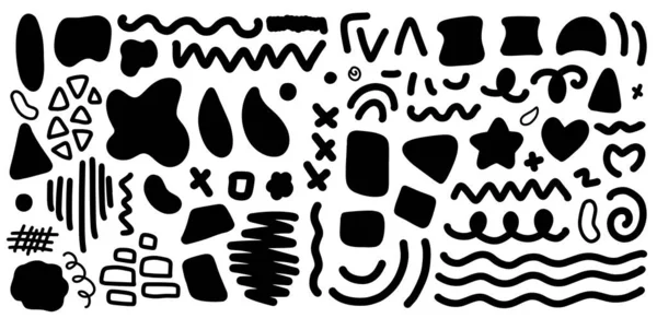 Set Abstracto Con Formas Negras Estilo Terrazo Moda Diseño Creativo — Vector de stock