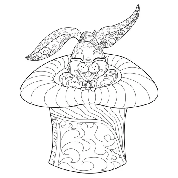 Disegno Colorare Coniglio Illustrazione Vettoriale Del Coniglietto Scarabocchiato Vintage Disegnata — Vettoriale Stock