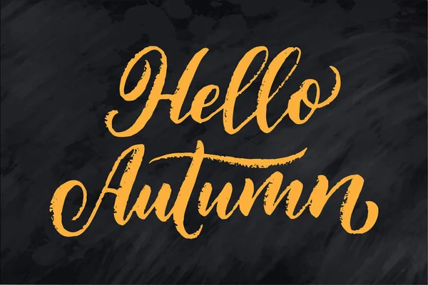 Olá Outono Caligrafia Desenhada Mão Letras Caneta Escova Design Para —  Vetores de Stock