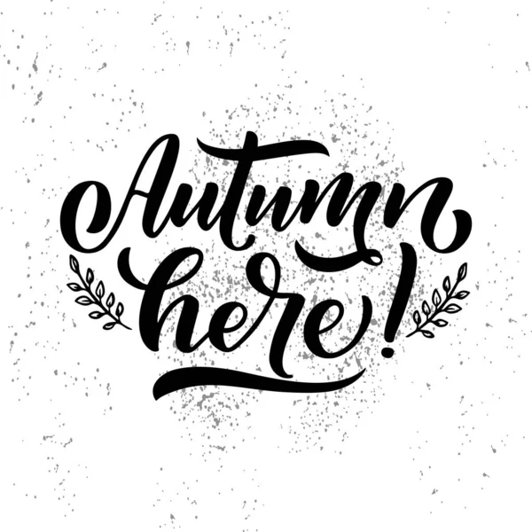 Hallo Herfst Handgetekende Kalligrafie Penseelbelettering Ontwerp Voor Vakantie Wenskaart Uitnodiging — Stockvector