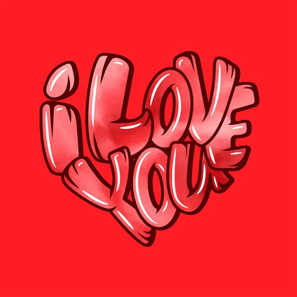 Velké Srdce Nápisem Miluji Typografický Plakát Valentýna Pohlednice Tisky Vektorová — Stockový vektor