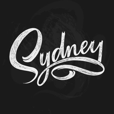 El yazısıyla yazılmış şehir ismi. El yazısı kaligrafi. Sydney mi? El yapımı Harf, vektör çizimi