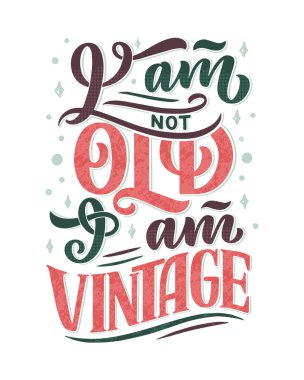 Eski usul doğum günü harfleri. Yıldönümü davetiyesi. Kutlama tasarımı için klasik davetiye şablonu. Vektör Komik alıntı