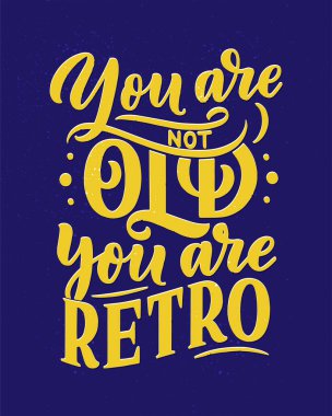 Eski usul doğum günü harfleri. Yıldönümü davetiyesi. Kutlama tasarımı için klasik davetiye şablonu. Vektör Komik alıntı