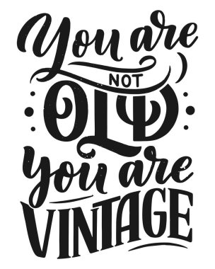 Eski usul doğum günü harfleri. Yıldönümü davetiyesi. Kutlama tasarımı için klasik davetiye şablonu. Vektör Komik alıntı