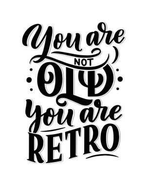 Eski usul doğum günü harfleri. Yıldönümü davetiyesi. Kutlama tasarımı için klasik davetiye şablonu. Vektör Komik alıntı