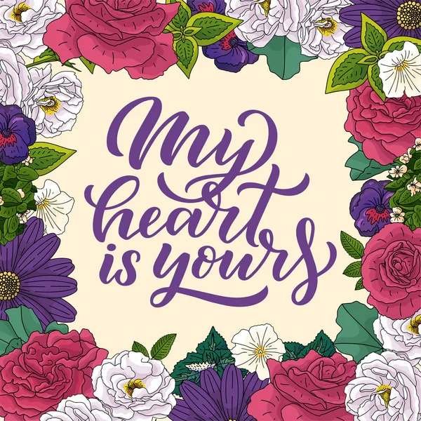 Handgetekende Lettercompositie Typografie Poster Voor Valentijnsdag Kaarten Prenten Vectorillustratie — Stockvector