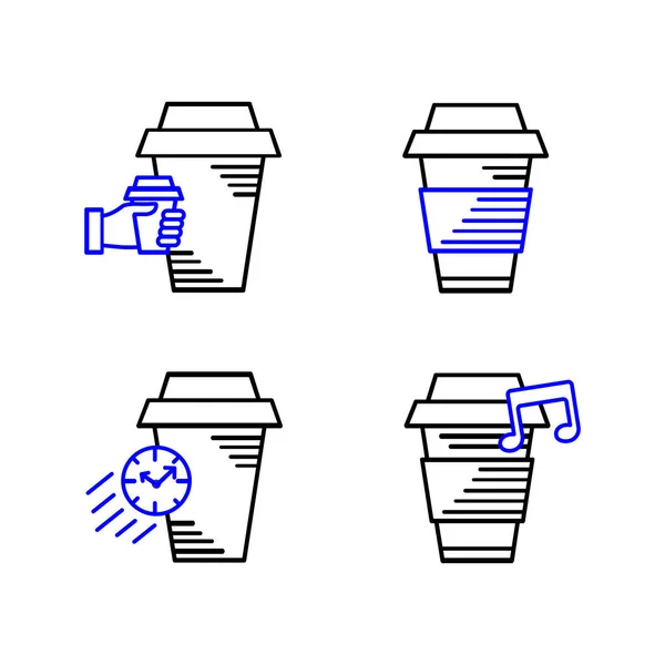 Line Art Icon Koffie Beker Pictogram Eten Outlined Drink Koffie — Stockvector