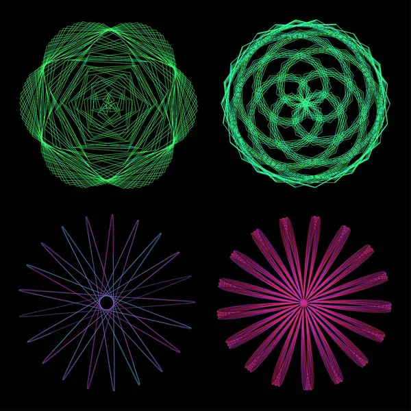 Zestaw Mandali Ozdoba Okrągły Geometryczny Wzór Ramy Spirogram Orientalny Wzór — Wektor stockowy