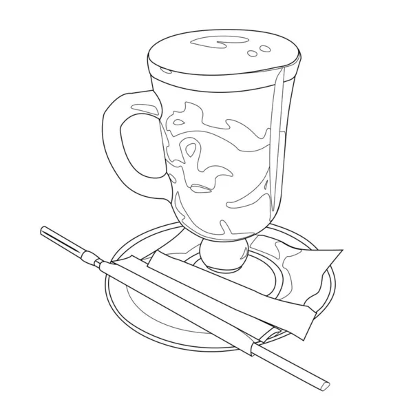 Χαριτωμένο Φλιτζάνι Καφέ Doodle Καπουτσίνο Latte Εικονογράφηση Διάνυσμα Εικόνα Ποτό — Διανυσματικό Αρχείο