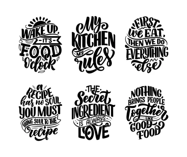 Set hand drawn funny sayings for kitchen Vector Image