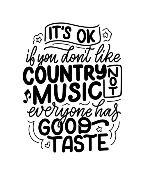 Country Music Lettering Quote Festival Live Event Poster Conceito Ilustração —  Vetores de Stock