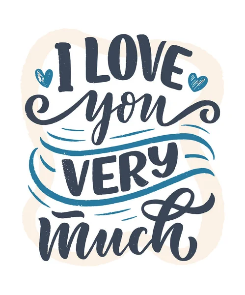 Tarjeta con eslogan sobre el amor en estilo hermoso. Composición de letras abstractas vectoriales. Diseño gráfico de moda para imprimir. Cartel de motivación. Texto de caligrafía para el día de San Valentín . — Vector de stock