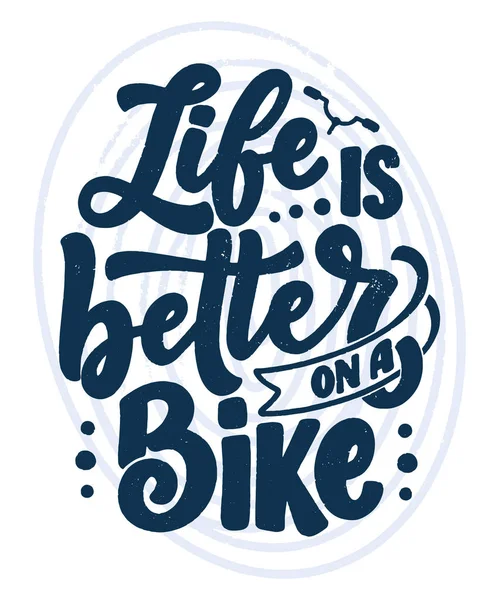Schriftzug Slogan über Fahrrad für Plakat, Druck und T-Shirt-Design. Rette die Natur Zitat. Vektorillustration — Stockvektor