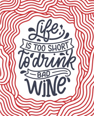 Şarap harfi kompozisyonu modern tarzda. Alkol içeceği bar içeceği konsepti. Baskı ya da poster için klasik tipografi. Vektör