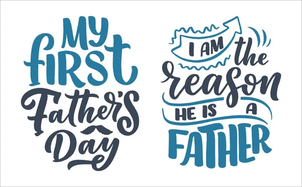 Funny hand drawn lettering quotes for Family Look design. Cool phrases for t shirt print. Inspirational slogans for Father's Day. Funny typography fashion template. Vector — Stock Vector