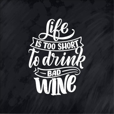 Şarap harfi kompozisyonu modern tarzda. Alkol içeceği bar içeceği konsepti. Baskı ya da poster için klasik tipografi. Vektör illüstrasyonu.