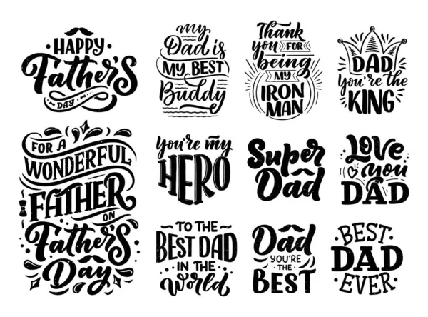 Set with lettering for Fathers day greeting card, great design for any purposes. Typography poster. Vector illustration. — Stock vektor