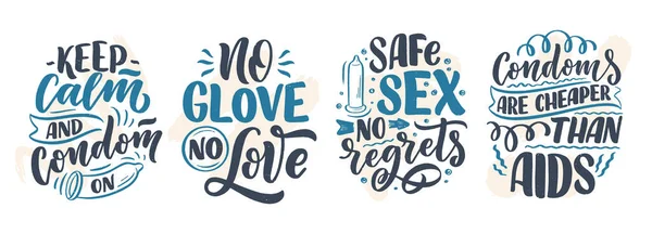 Safe Sex Slogans Great Design Any Purposes Lettering World Aids — Stock Vector