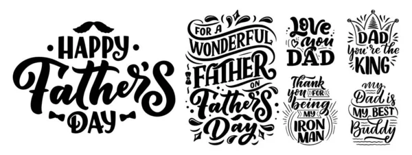 Set Lettering Father Day Greeting Card Great Design Any Purposes — Stock Vector
