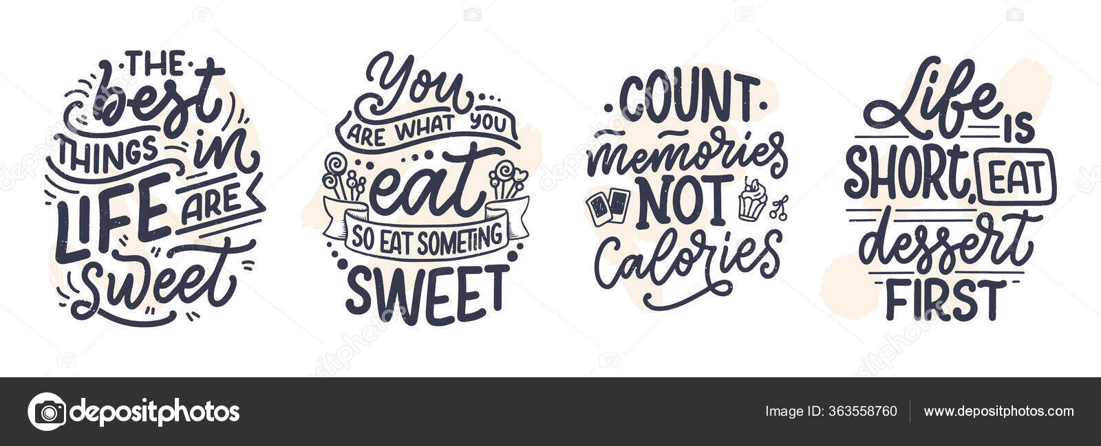 Set Funny Sayings Inspirational Quotes Cafe Bakery Print Embossed Tape  Stock Vector Image by ©SvetlanaKutsin #363558760