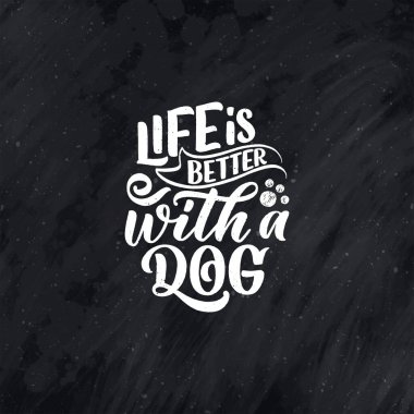 Komik ifadeli vektör illüstrasyonu. Köpekler hakkında elle çizilmiş ilham verici bir alıntı. Poster, tişört, kart, davetiye, çıkartma, afiş.