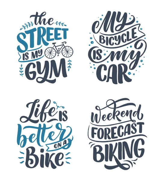 Fixez Des Slogans Lettrage Sur Vélo Pour Conception Affiches Imprimés — Image vectorielle